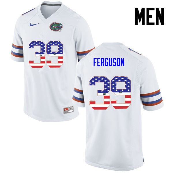 Florida Gators Men #39 Ryan Ferguson College Football USA Flag Fashion White